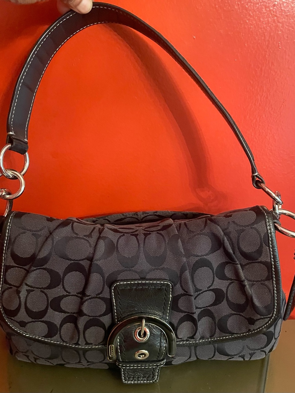 Coach Black Signature Jacquard Shoulder Bag